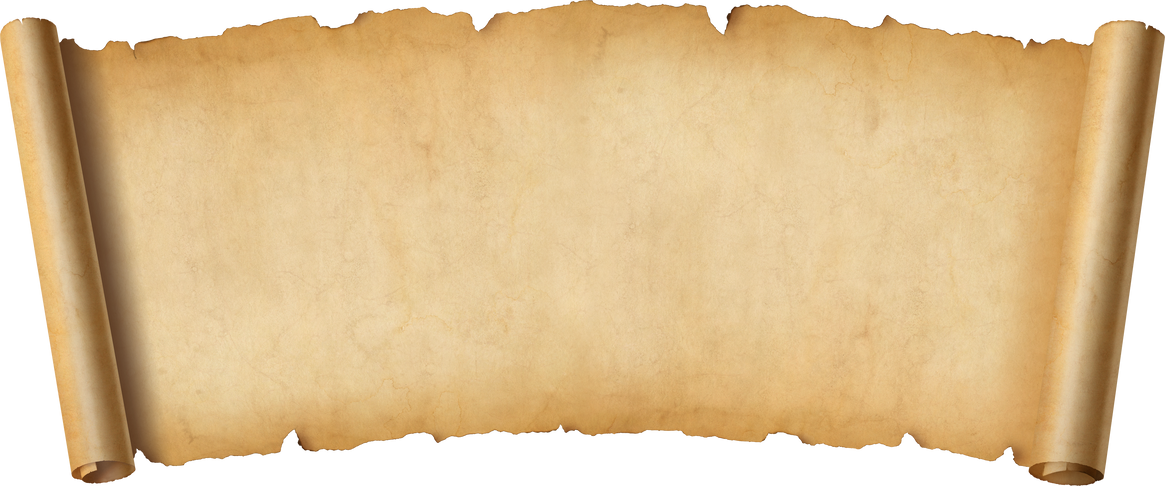 Old paper horizontal banner. Parchment scroll isolated on white